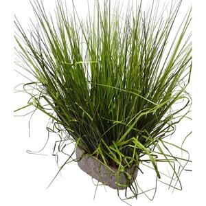 Faux Grass Center Piece Arrangement Rock Filled Cast Textured Vase 24” Tall
